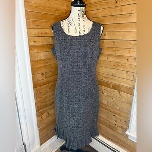 Vintage Danny & Nicole Gray and Navy Textured Midi Dress